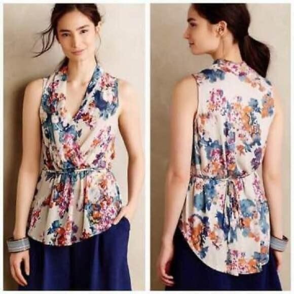 Anthropologie floral sleeveless blouse - Picture 5 of 5